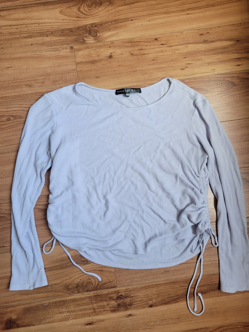 Lavender Ribbed Long-Sleeve Side-Tie Top
